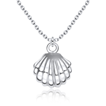 Shiny Shell Designed Silver Necklace SPE-3686